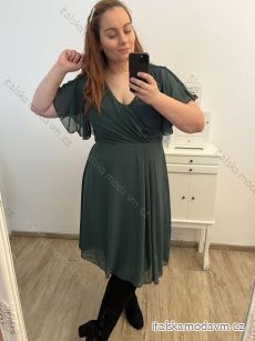 Šaty spoločenské elegantné šifónové krátky rukáv dámske nadrozmer (XL/2XL ONE SIZE) TALIANSKA MÓDA IMM23BELLA/DU