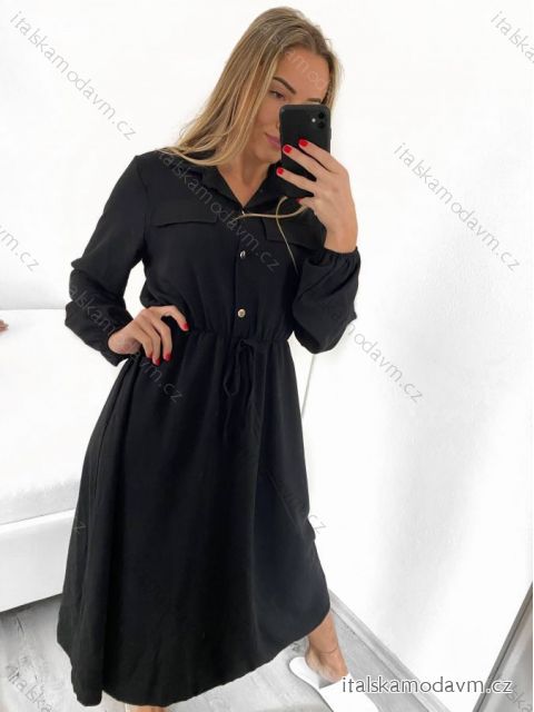 Šaty dlhé košeľové dlhý rukáv dámske (S/M ONE SIZE) TALIANSKA MÓDA IMWGS223419