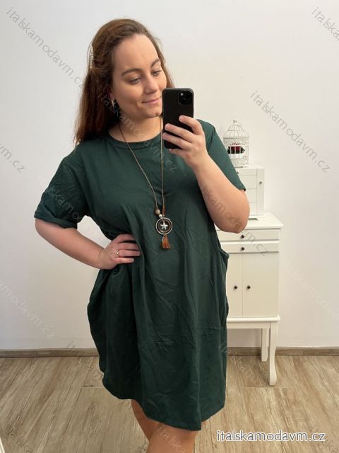 Šaty krátky rukáv dámske nadrozmer (2XL/3XL/4XL ONE SIZE) TALIANSKA MóDA IM423SILVIA