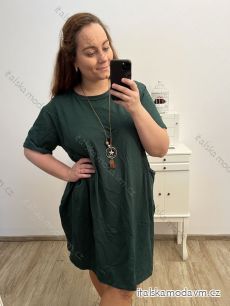 Šaty krátky rukáv dámske nadrozmer (2XL/3XL/4XL ONE SIZE) TALIANSKA MóDA IM423SILVIA/DU