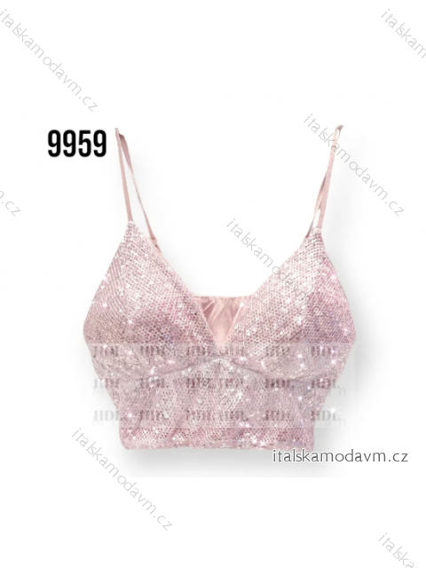 Top/croptop trblietavý s flitrami na ramienka dámsky (S/M ONE SIZE) TALIANSKA MÓDA IMPHD239959