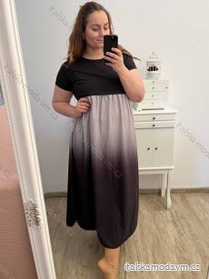 Šaty dlhé krátky rukáv dámske nadrozmer (XL/2XL/3XL ONE SIZE) TALIANSKA MóDA IM423ANTICONA/DUR