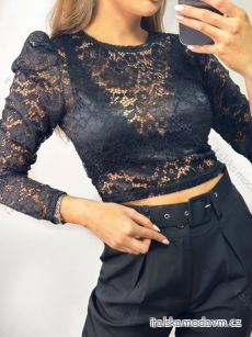 Blúzka čipková croptop dlhý rukáv dámske (S/M ONE SIZE) TALIANSKA MÓDA IMPGM233371