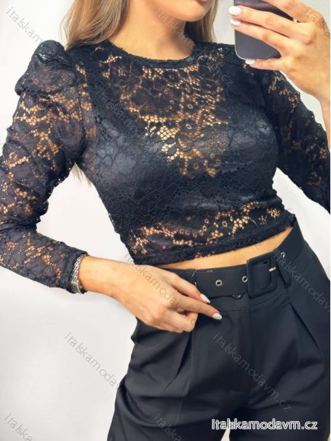 Blúzka čipková croptop dlhý rukáv dámske (S/M ONE SIZE) TALIANSKA MÓDA IMPGM233371