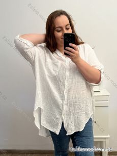 Košeľa predĺžená 3/4 dlhý rukáv dámska nadrozmer (3XL/4XL/5XL ONE SIZE) TALIANSKA MóDA IM423LILA