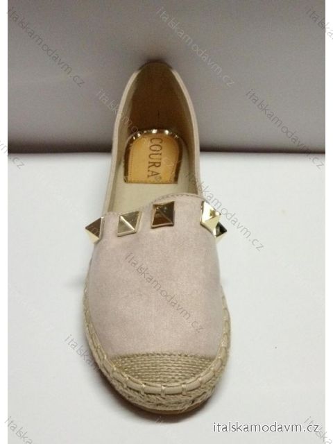 Espadrilky poltopánky módne dámske (37-41) OBUV 5646B béžová svetlá 37