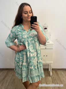 Šaty krátky rukáv dámske nadrozmer (XL/2XL/3XL ONE SIZE) TALIANSKA MÓDA IM423VALI