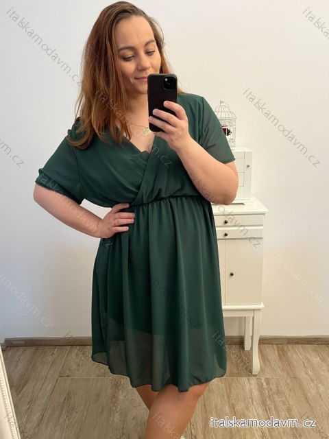 Šaty krátky rukáv dámske nadrozmer (2XL/3XL ONE SIZE) TALIANSKA MóDA IM423MILANO