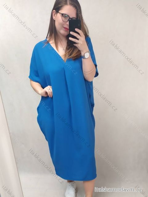 Šaty maxi dlouhé oversize krátký rukáv dámské nadrozměr (4XL/5XL ONE SIZE) ITALSKÁ MÓDA IMD23422