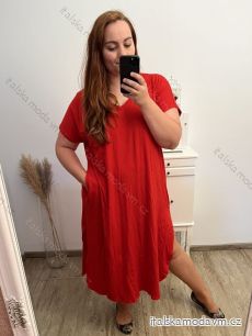 Šaty voľnočasové bavlnené krátky rukáv oversize dámske (2XL/3XL/4XL/5XL ONE SIZE) TALIANSKA MÓDA IM423GIRA/DR