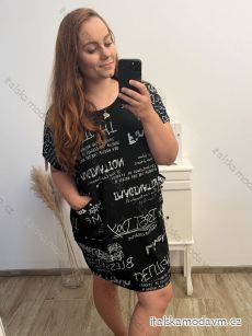 Šaty oversize krátky rukáv dámske nadrozmer (4XL/5XL ONE SIZE) TALIANSKA MÓDA IM423WRITES/DU