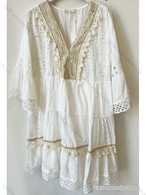 Šaty letné boho krajkové 3/4 dlhý rukáv dámske (S/M ONE SIZE) TALIANSKA MÓDA IMPEM235687