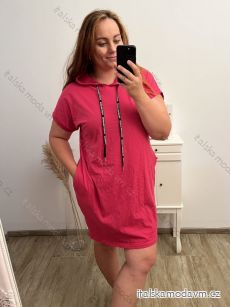 Šaty s kapucňou krátky rukáv dámska nadrozmer (XL2XL/3XL ONE SIZE) TALIANSKA MóDA IM423LEGAGUE