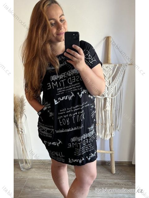 Šaty voľnočasové krátky rukáv dámske nadrozmer (3XL/4XL ONE SIZE) TALIANSKA MóDA IM423383