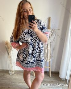 Šaty košeľové oversize 3/4 rukáv dámske nadrozmer (L/4XL ONE SIZE) TALIANSKA MÓDA IM423ALEX