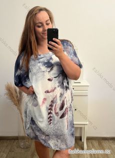 Šaty šifónové krátky rukáv dámske nadrozmerné (XL/2XL/3XL ONE SIZE) TALIANSKA MÓDA IMN23002/DUR