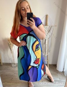 Šaty dlhé maxi letný krátky rukáv dámska nadrozmer (2XL/3XL/4XL ONE SIZE) TALIANSKA MÓDA IM422741Z/DUR