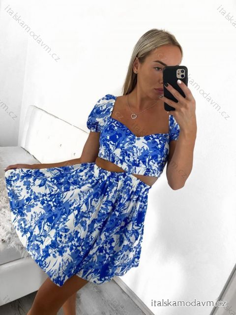 Šaty krátké letní krátký rukáv dámské SANTORINI (S/M ONE SIZE) ITALSKÁ MÓDA IMPBB23B22499