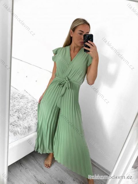 Overal dlhý elegantný krátky rukáv dámske (S/M ONE SIZE) TALIANSKA MÓDA IMWCC232642/DU S/M svetlozelená