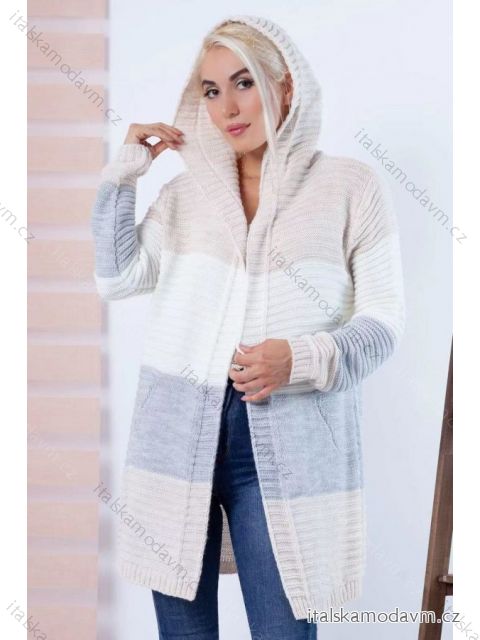 Cardigan pletený dlouhý rukáv dámský (S/M/L ONE SIZE) ITALSKÁ MÓDA IMD23560