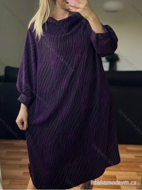 Šaty dlhý rukáv dámske nadrozmer (2XL/3XL ONE SIZE) TALIANSKA MÓDA IMD23652