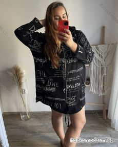 Mikina na zips s kapucňou dlhý rukáv dámska nadrozmer (3XL/4XL ONE SIZE) TALIANSKA MÓDA IM423TIME