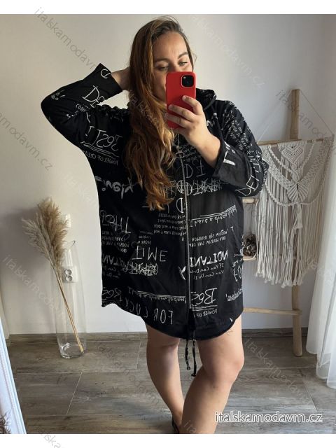 Mikina na zips s kapucňou dlhý rukáv dámska nadrozmer (3XL/4XL ONE SIZE) TALIANSKA MÓDA IM423TIME