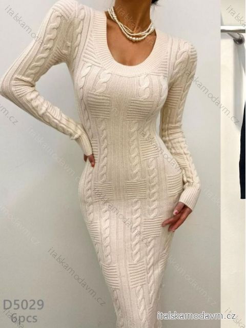 Šaty elegantné dlhé úpletové dámske (S/M ONE SIZE) TALIANSKA MÓDA IMWAC23D5029