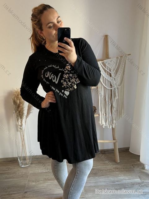 Tunika 3/4 dlhý rukáv dámska nadrozmer (3XL/4XL ONE SIZE) TALIANSKA MÓDA IMWQ233050 čierna 3XL / 4XL