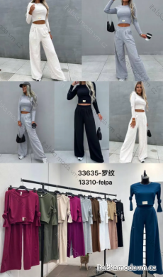 Súprava nohavice a croptop dlhý rukáv dámsky (S/M ONE SIZE) TALIANSKA MÓDA IMPLI2333635