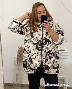 Mikina na zips s kapucňou dlhý rukáv dámska nadrozmer (2XL/3XL/4XL ONE SIZE) TALIANSKA MóDA IM423HENNA