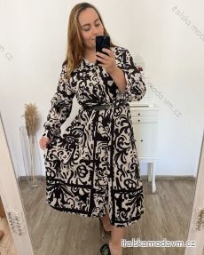 Šaty košeľové s páskem dlhý rukáv dámske nadrozměr(XL/2XL/3XLONE SIZE) TALIANSKA MÓDA IMWEC23MAJA-3/DU