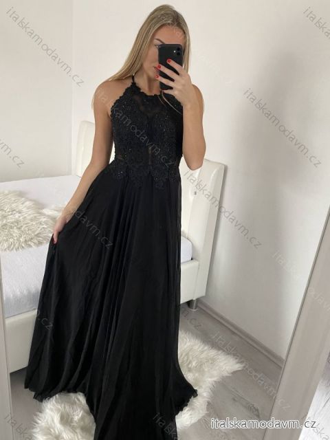 Šaty dlhé letné elegantné spoločenské bez rukávov na ramienka dámske (S/M ONE SIZE) TALIANSKA MÓDA IMPSH23L18806