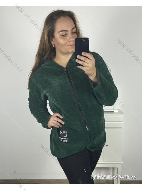 Mikina na zips s kapucňou dlhý rukáv dámska nadrozmer (3XL/4XL ONE SIZE) TALIANSKA MÓDA IM423TIME/DU