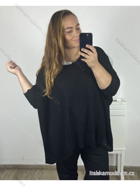 Sveter oversize dlhý rukáv dámsky (S/3XL) TALIANSKA MÓDA IMWAK23CL70102/DR 2XL/3XL čierna