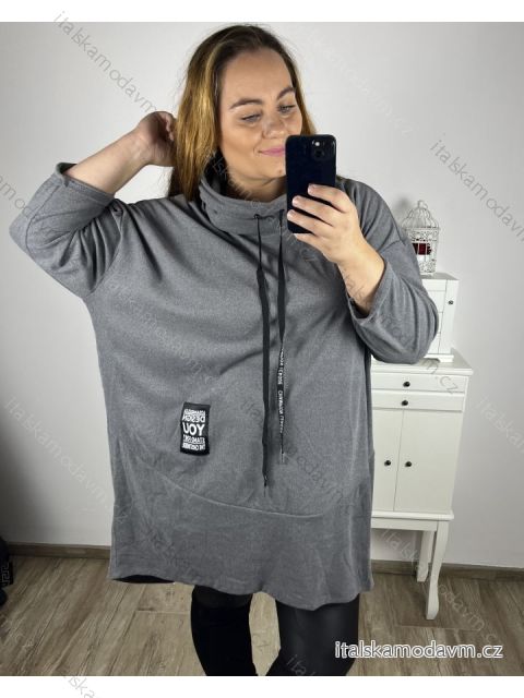 Šaty dlhý rukáv dámske nadrozmer (4XL/5XL ONE SIZE) TALIANSKA MÓDA IM423MAGRA