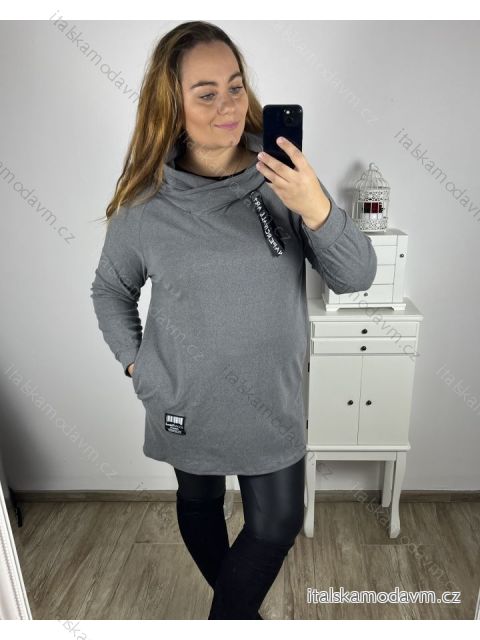 Mikina oversize predĺžená dlhý rukáv dámska nadrozmer (2XL/3XL ONE SIZE) TALIANSKA MÓDA IM423ALISA