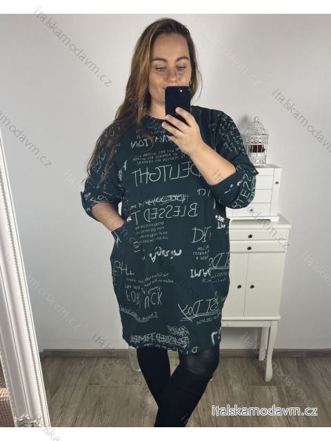 Šaty oversize teplé dlouhý rukáv dámske nadrozmer (3XL/4XL/5XL ONE SIZE) TALIANSKA MÓDA IM423CATANA