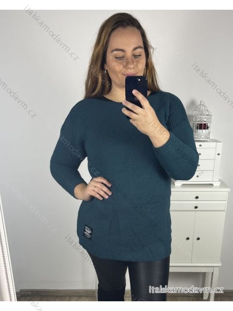 Sveter pletený dlhý rukáv dámsky (2XL/3XL ONE SIZE) TALIANSKA MÓDA IM423MODENA