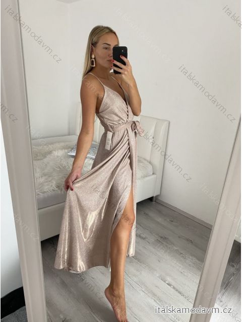 Šaty elegantné trblietavé s flitrami na ramienka dámske (S/M ONE SIZE) TALIANSKA MÓDA IMPLP2316560175 staroružová S/M