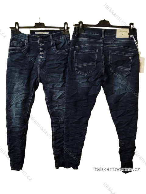 Rifle jeans baggy dlhé dámske (34-42) NEWPLAY MA233213/DU tmavo modrá 36