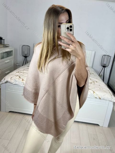 Pončo úpletové dámské (S/M/L ONE SIZE) FRANCOUZSKÁ MÓDA FMWG23FG55513/DU M / L hnedá