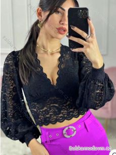 Crop top čipkový dlhý rukáv dámsky (S/M ONE SIZE) TALIANSKA MÓDA IMWBP234386