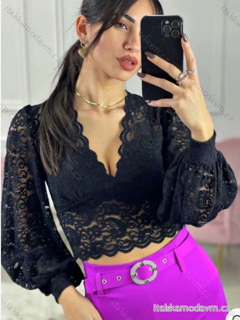 Crop top čipkový dlhý rukáv dámsky (S/M ONE SIZE) TALIANSKA MÓDA IMWBP234386