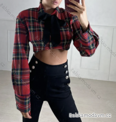 Croptop košeľový dlhý rukáv dámsky (S/M ONE SIZE) TALIANSKA MÓDA IMPBB23955373a