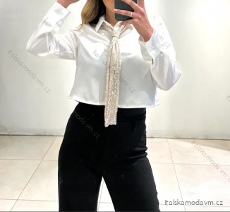 Top croptop košeľový dlhý rukáv dámsky (S/M ONE SIZE) TALIANSKA MÓDA IMPMD23928904