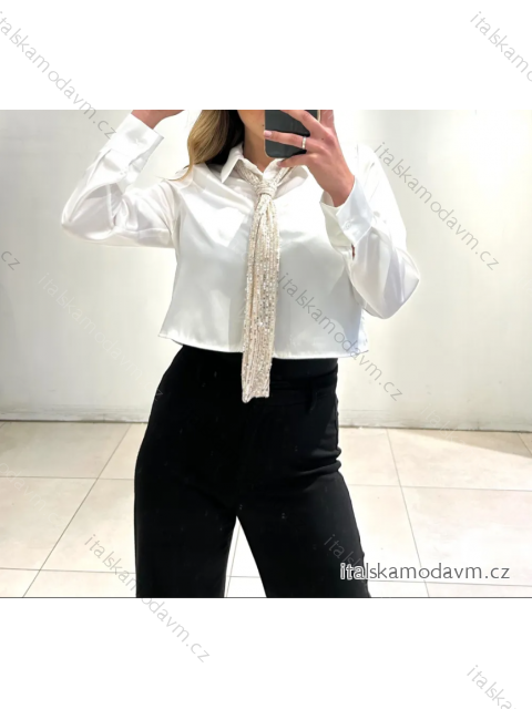 Top croptop košeľový dlhý rukáv dámsky (S/M ONE SIZE) TALIANSKA MÓDA IMPMD23928904