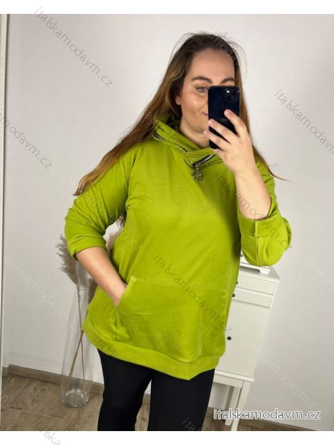 Mikina oversize teplá s kapucňou dlhý rukáv dámska nadrozmer (3XL/4XL ONE SIZE) TALIANSKA MÓDA IM423TEILA/DR