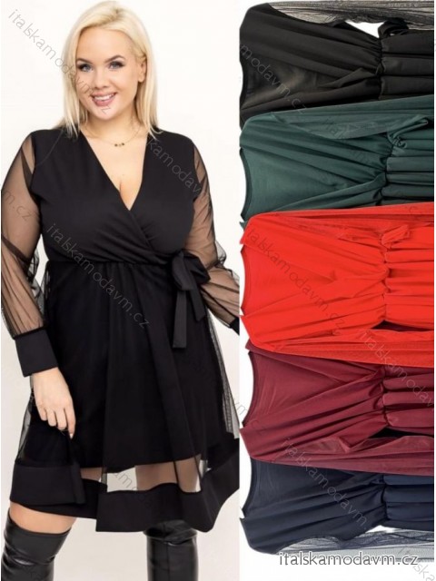 Šaty elegantný dlhý rukáv dámske nadrozmer (2XL/3XL ONE SIZE) TALIANSKA MÓDA IMWT234663