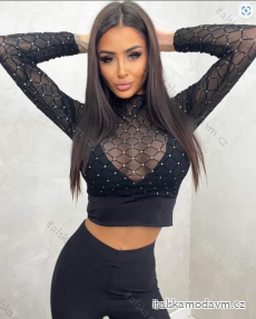 Top croptop dlhý rukáv dámsky (S/M ONE SIZE) TALIANSKA MÓDA IMPBB23C31061